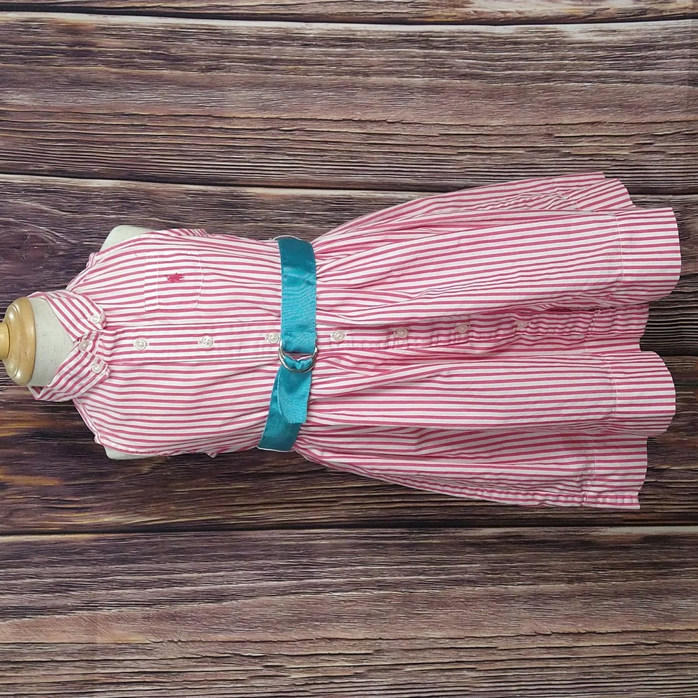 Ralph Lauren Pink Striped Dress with Blue Belt